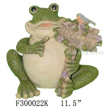 Frog Holding Welcome Signs